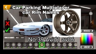 Car Parking Multiplayer Car Rim Names