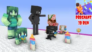 Monster School:  Pregnant And Babies 3D Run Challenge - Minecraft Animation