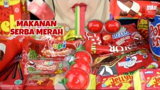 ASMR RED CONVENIENCE STORE|MAKANAN SERBA MERAH |ROLL JELLY ,JELLY,ICE CREAM,SNACK,POPMIE,YUPI GUMMY