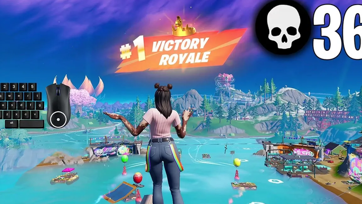 36 Elimination Solo vs Squads ชนะเกมเพลย์ซีซั่น 3 เต็มรูปแบบ (คีย์บอร์ด Fortnite PC)