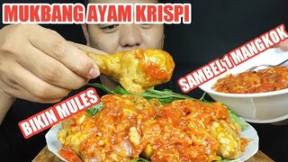 GOKIL!! MUKBANG AYAM KRISPI PAKAI SAMBEL SEMANGKOK MIE AYAM!