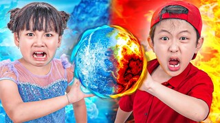 Hot & Cold Challenge... Brother on Fire & Icy Baby Doll #2 - FNF vs Squid Game Real Life