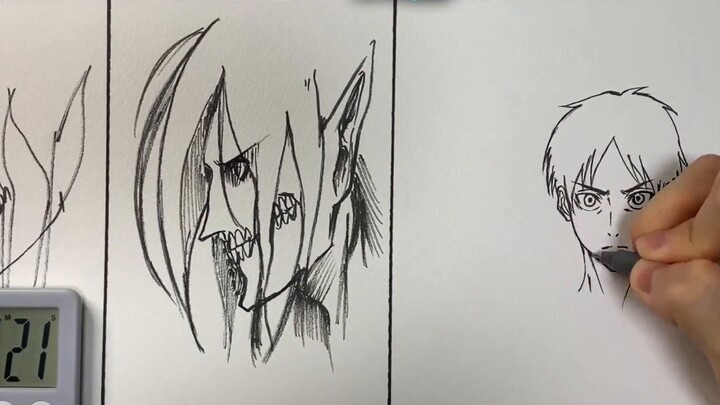 What kind of giant Allen can be drawn in 30 seconds, 3 minutes, and 30 minutes? Attack on Titan Quic