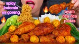 MAKAN AYAM & TELUR RICA RICA PEDAS, MIE GORENG *HOT SPICY CHICKEN, NOODLES, RICE Eating Sounds