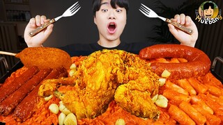 ASMR MUKBANG 불닭볶음면 & 치즈 핫도그 & 양념 치킨먹방! FIRE Noodle & FRIED CHICKEN & CHEESE HOT DOG EATING SOUND!