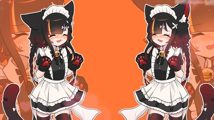 A slightly astringent maid cat? 🎃maid sad cat dance🎃| Four o'clock pumpkin maid pumpkin cat dance-ho