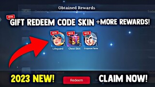 HOW TO GET GIFT REDEEM CODE EPIC SKIN AND RANDOM SKIN + CHEST REWARD! LEGIT! | MOBILE LEGENDS 2023