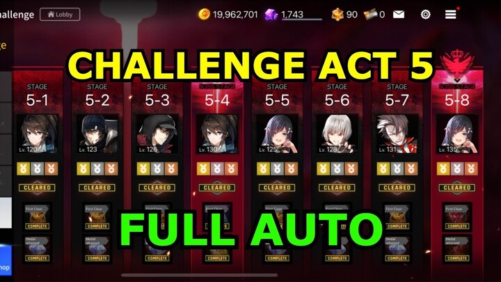 Challenge 5-1 to 5-8 Full Auto | Challenge Act 5 || Counter: Side