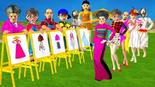 Scary Teacher 3D vs Squid Game Picture and Nice Dress  or Error Challenge Miss T vs Granyy Loser