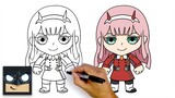 How To Draw Zero Two | Darling In The Franxx