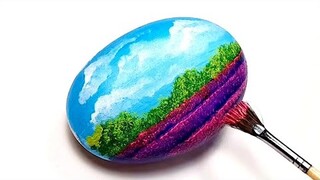 KING ART  N  570    PAINTING A LANDSCAPE ON A RIVER STONE