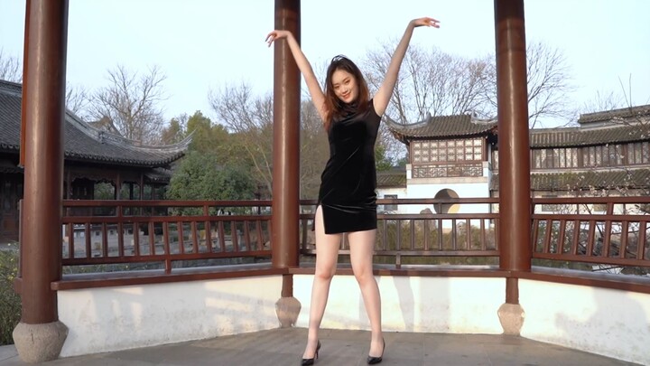 Hard to dance with high-heels. Peach Blossom cheongsam, cover