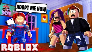 TRYING TO GET STRANGERS TO ADOPT ME AS CHUCKY! -- ROBLOX