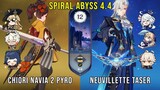 C0 Chiori Navia Double Pyro and C0 Neuvillette Taser - Genshin Impact Abyss 4.4 - Floor 12 9 Stars