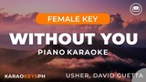 Without You - Usher, David Guetta (Female Key - Piano Karaoke)