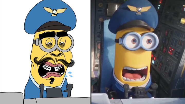MINIONS THE RISE OF GRU - MINIONS FLYING A PLANE DRAWING MEME