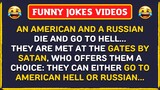 😅 Try Not to Laugh Challenge: An American and a Russian die and go to Hell...