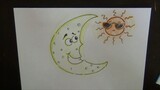 Draw Cartoon Moon and Sun