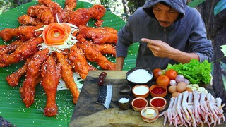 Chicken Feet Kebab Recipe - Crispy Fried Chicken Legs Recipe with onion,chili,salad,egg