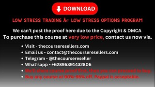 Low Stress Trading â€“ Low Stress Options Program