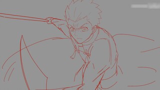 【Fate Fan Animation】Crane Wing Triple (Sketch Version #02) - Shirou VS Black Saber