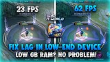 How to Fix Lag in Low-end Device 512MB - 4GB Ram || Improve Low-end Performance - High FPS in ML ✨