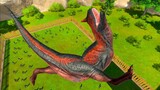 DINOSAURS JUMPS INTO POOJECTILE GORILLAS WORLD