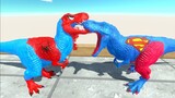SPIDERMAN T-REX vs SUPERMAN T-REX SKY DEATH RUN - Animal Revolt Battle Simulator