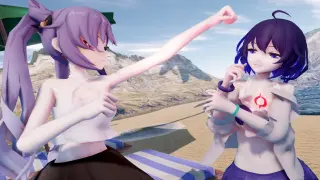 [Anime] [MMD 3D] Fighting in Swimsuit | Keqing VS Seele