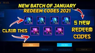 NEW 5 REDEEM CODES IN MOBILE LEGENDS | THIS JANUARY 2021 | REDEEM NOW (WITH PROOF) || MLBB