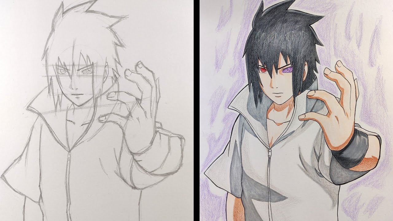 Cách vẽ Sasuke Uchiha từ Naruto Hướng dẫn vẽ từng bước | Vẽ Từng Nét Nhỏ