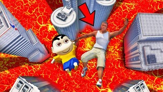 SHINCHAN AND FRANKLIN TRIED THE IMPOSSIBLE LAVA TSUNAMI RESCUE MISSION CHALLENGE GTA 5