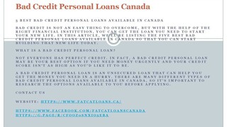 Bad Credit Personal Loans Canada