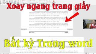 Cách xoay ngang 1 trang giấy tuy ý trong word