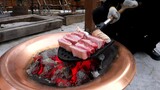 오픈 1년만에 연매출 15억! 삽으로 구워주는 미친 퀄리티! 숯불 삼겹살집 / Grilled pork belly on a shovel / Korean street food