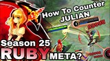 How To Counter Lane Julian using RUBY | My First Match on season 25 | RUBY ikanji | Mobile Legends