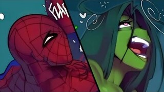 She hulk is happy with Spider-Man  mission & Unusual massage