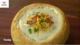 Korea cooking : Baguette bowl with potato soup 6 #monHan