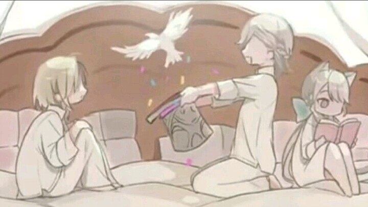Linny: Femini, I'll perform a magic trick for you!!! Don't blink! As a condition, you have to smile 
