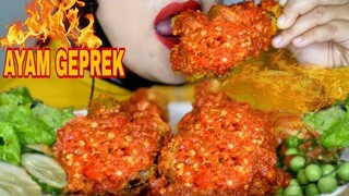 ASMR AYAM GEPREK CRISPY SUPER PEDAS || LALAPAN MENTAH || ASMR MUKBANG INDONESIA