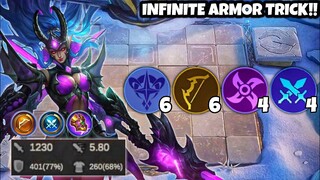 UNLIMITED ARMOR TRICK UNLOCKED!! YOU CAN'T KILL THIS KARINA.6 ASTRO 6 ARCHER 4 ASSASSIN 4 SWORDSMAN