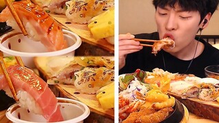 [Mukbang] Ăn sushi hải sản & lươn, Tonkatsu