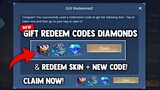 HOW TO GET GIFT REDEEM CODE DIAMONDS AND SKIN! LEGIT! NEW REDEEM CODES! | MOBILE LEGENDS 2022