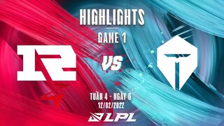 RNG vs TES | Highlights - Game 1 | Tuần 4 Ngày 6 | LPL Mùa Xuân 2022