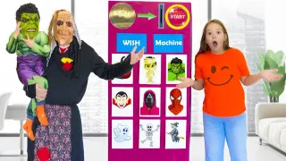 Amelia, Avelina and Akim Halloween costume vending machine story