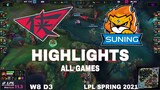 Highlight SN vs RW (All Game) LPL Mùa Xuân 2021 | LPL Spring 2021 | Suning vs Rogue Warriors