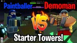 10 Paintballer vs 10 Demoman THE STARTER TOWERS | Tower Defense Simulator | ROBLOX