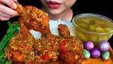 Eating Spicy Food||Fried Chicken, Spicy Chili Sauce & Fresh Vegetables