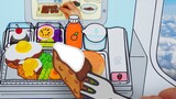 [Stop-motion animation] Luxurious and delicious airplane meals, eat delicious meals even when travel