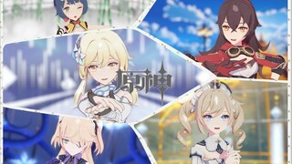 【Genshin Impact MMD/4K/60FPS】Lumine & Barbara & Amber & Fischl & Xiangling 【เสียงไอดอลน่ารัก Medley】